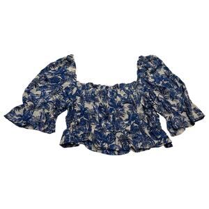 M1-75 GAYA Women's Crop Top Floral Blue/White Size S